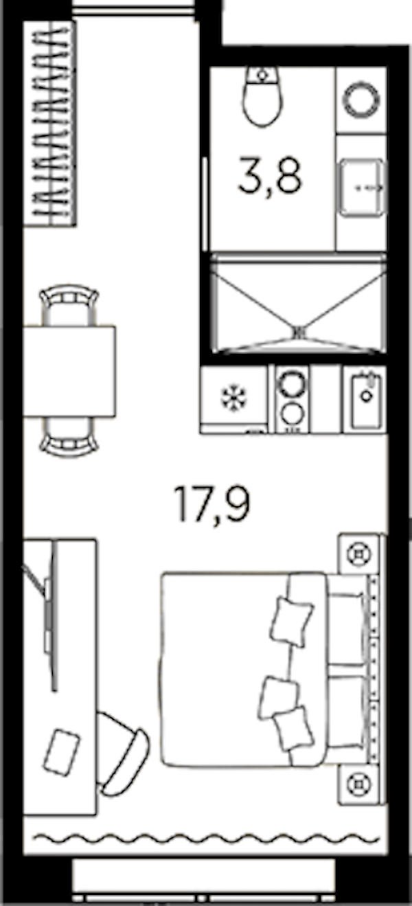 Квартира студия 21.7 м², 2/13 эт., ЖК «AVENIR Industrial»